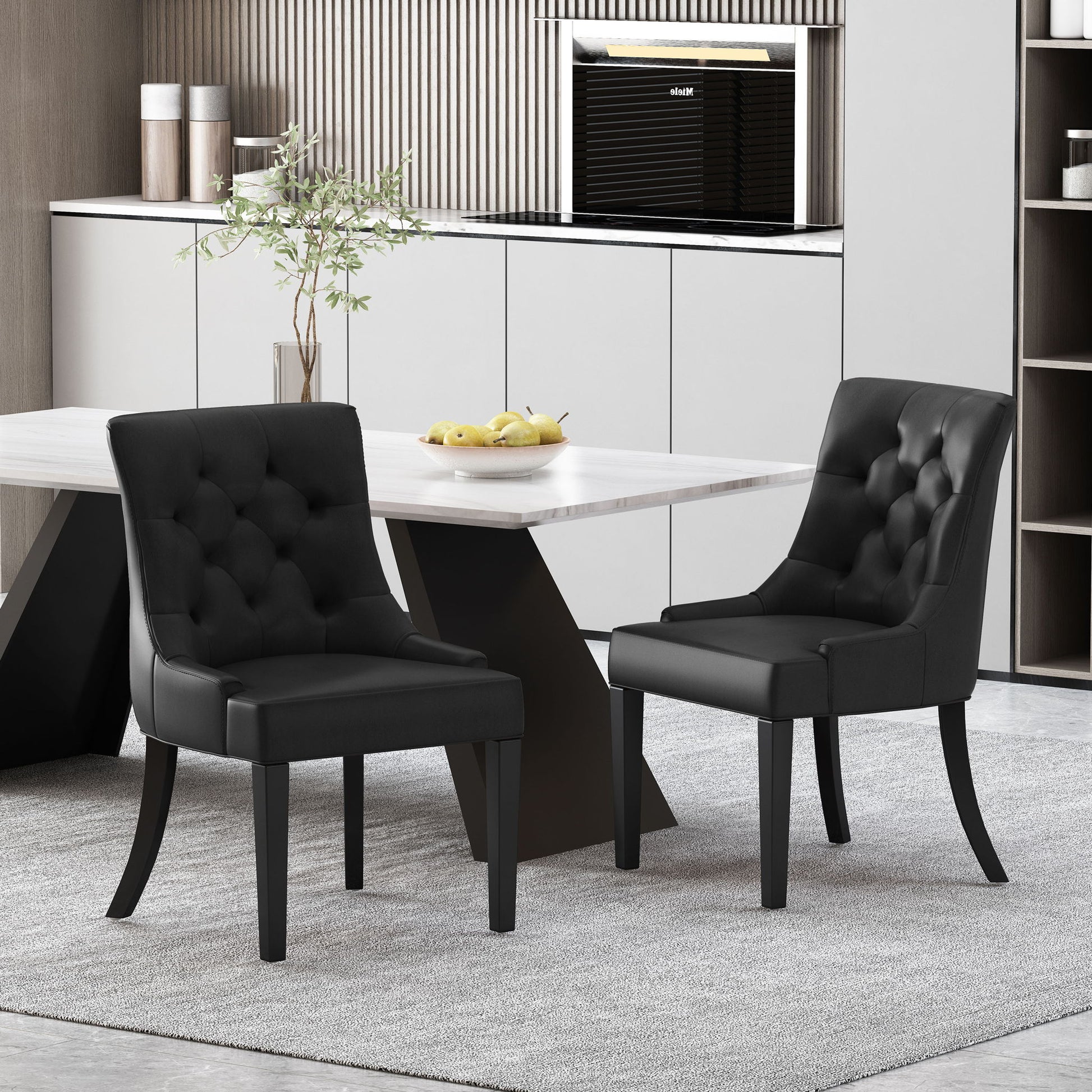 Cheney - Contemporary Dining Chair Tufted Upholstery (Set of 2) Noble House
