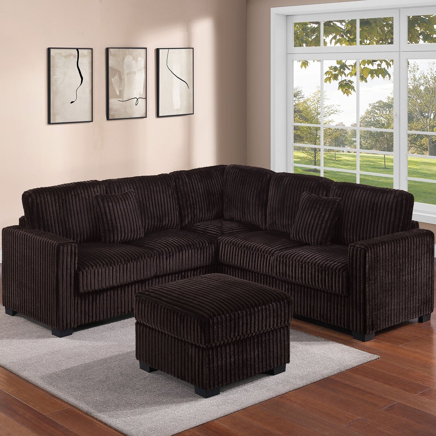 Modern Sectional Set With Cocktail Ottoman Home Essentials