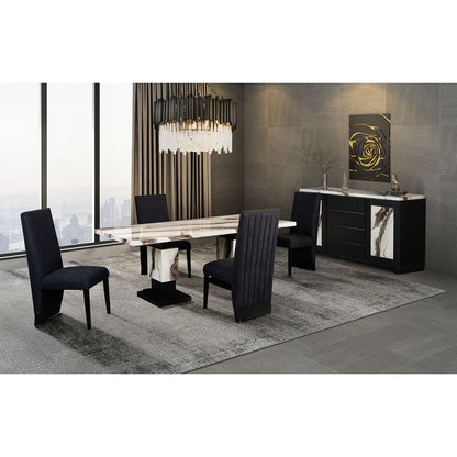 Stacey - Buffet With Storage Drawers And Marble Detailing - Black / Marble Global Furniture USA