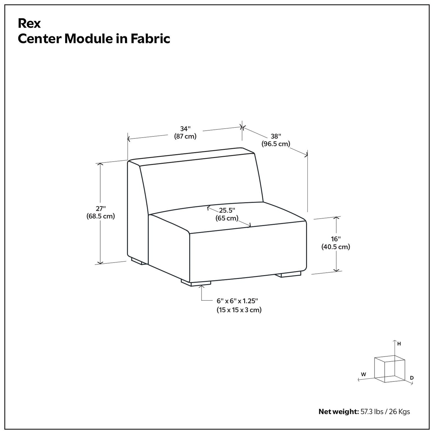 Rex - Center Sofa Module Simpli-Home