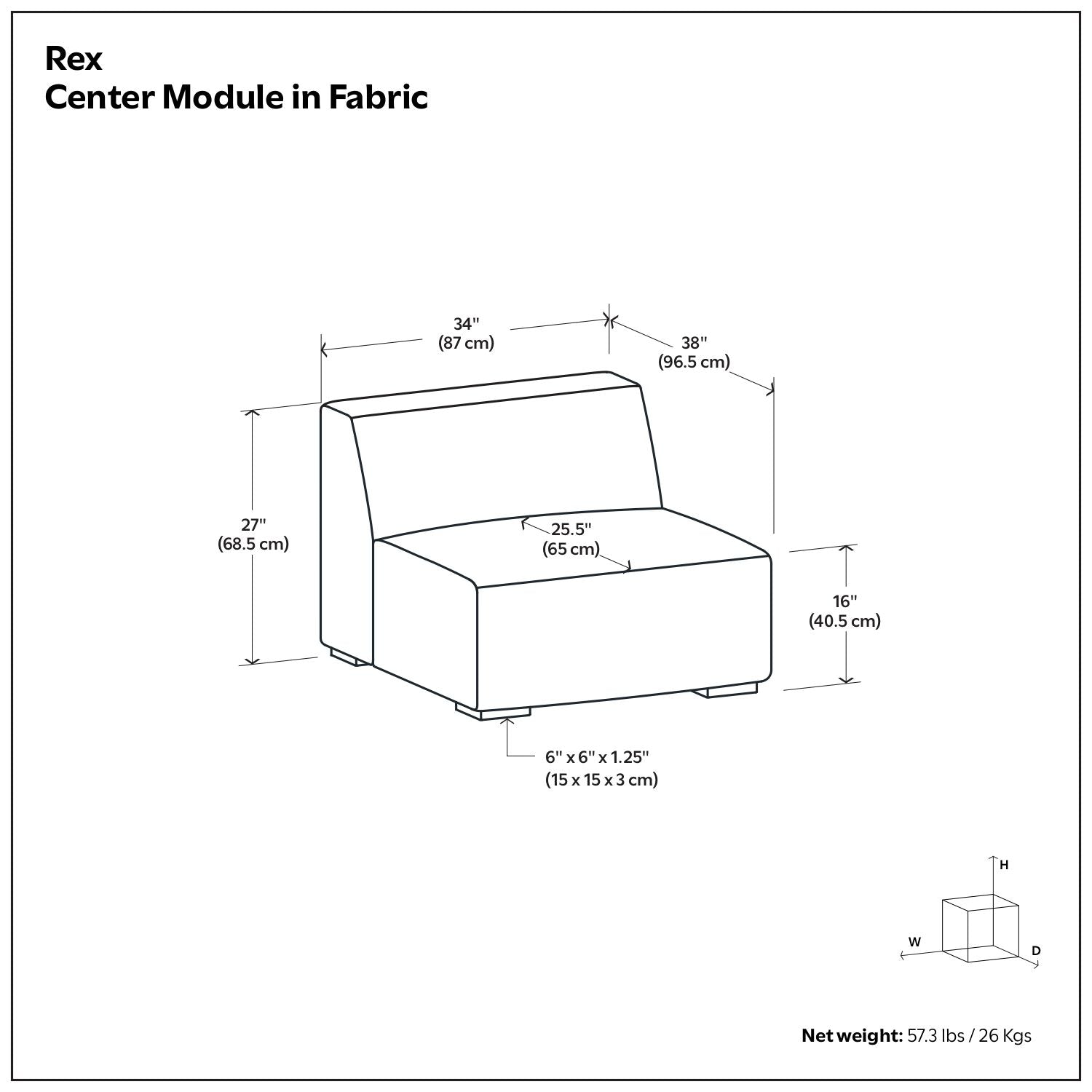 Rex - Center Sofa Module Simpli-Home