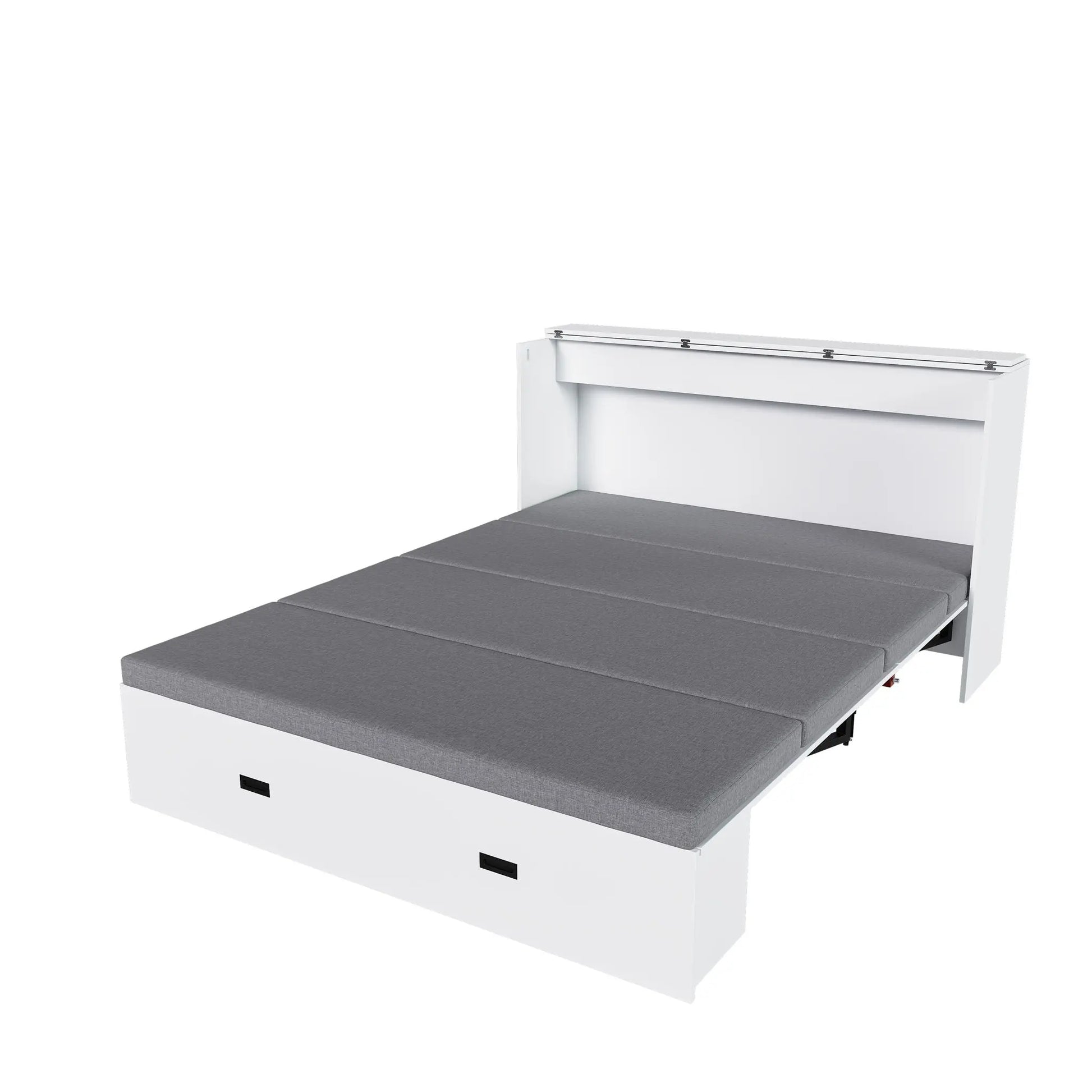 Murphy Bed With Storage Drawers And Charging Cabinet, Foldable Panels, Swivel Wheels Home Essentials