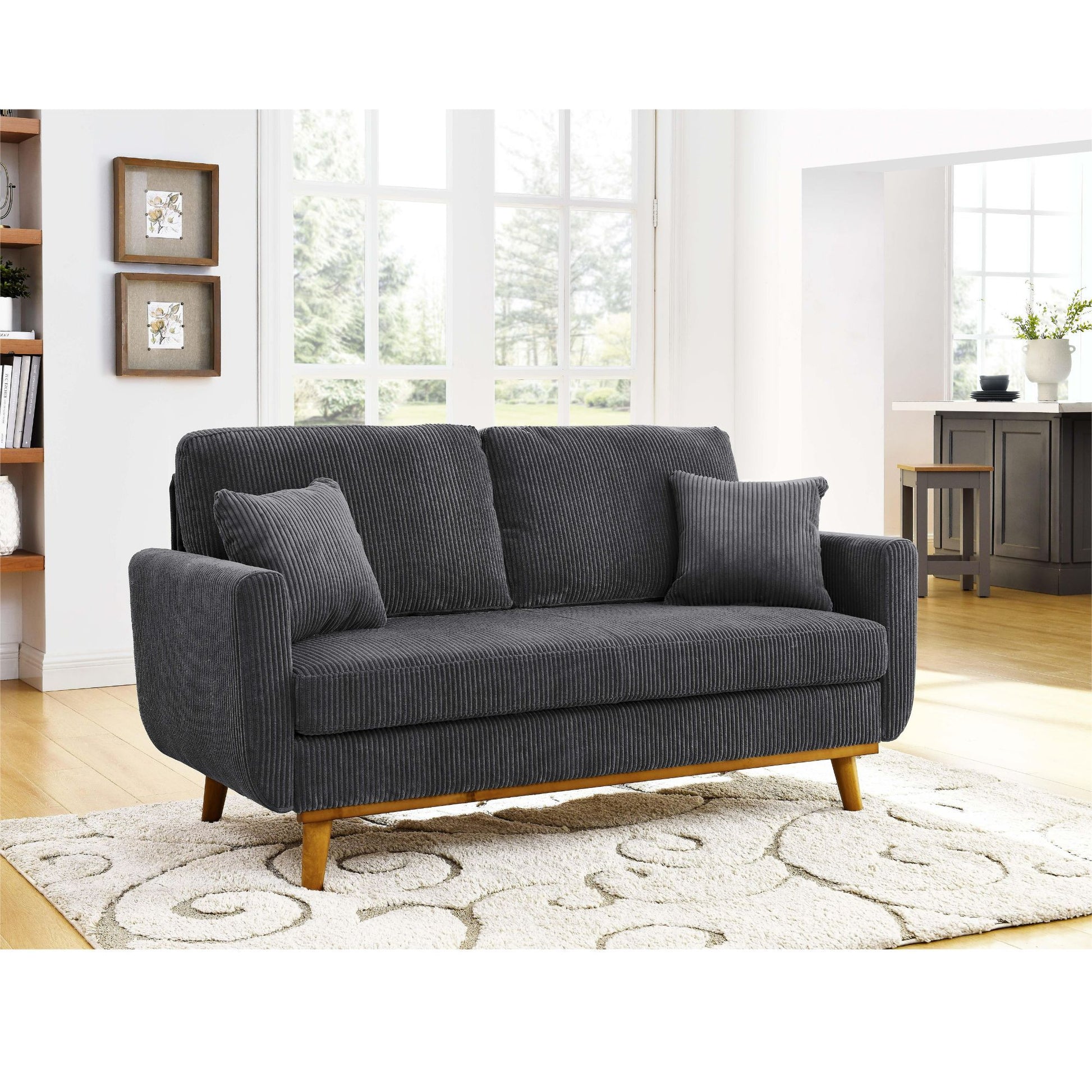 Upholstered Loveseat With Arms And Pillows Home Essentials