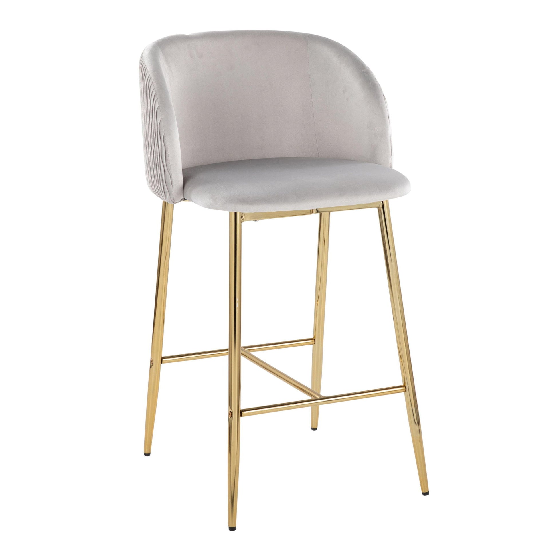 Fran - Pleated Waves Contemporary / Glam Fixed Height Counter Stool (Set of 2) Lumi Source