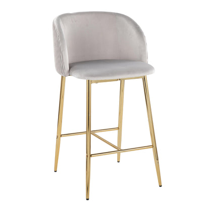 Fran - Pleated Waves Contemporary / Glam Fixed Height Counter Stool (Set of 2) Lumi Source