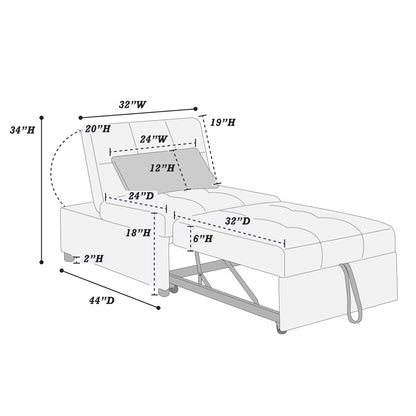 Sleeper Sofa Chair, Convertible Pull Out Bed Couch - Black Home Essentials