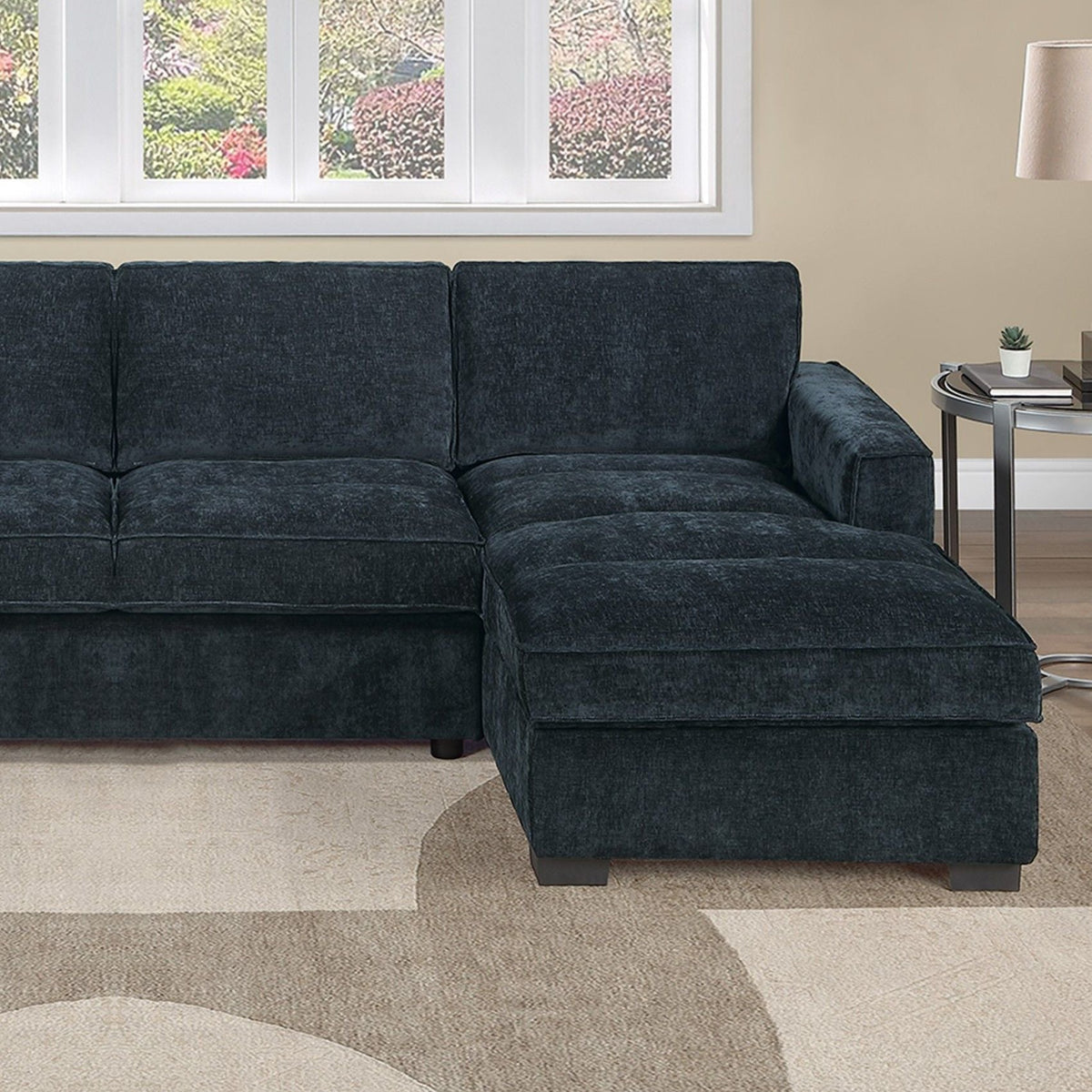 U - Sectional Sofa Upholstered LAF / RAF Chaise With Armless Loveseat And Chairs - Black Home Essentials