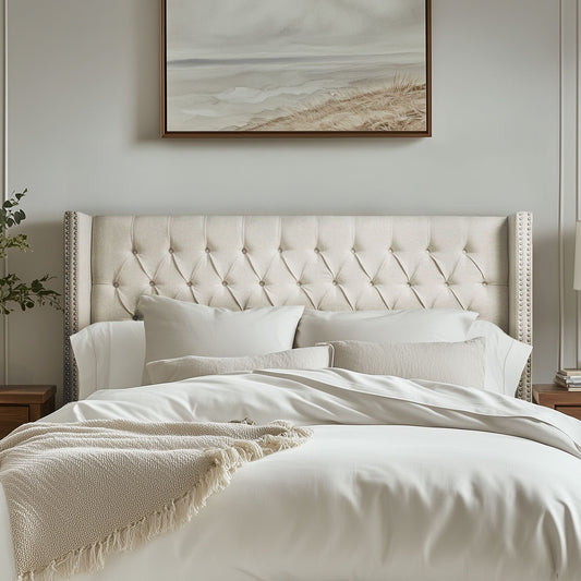 Amelia - King Upholstery Headborad - Cream Madison Park