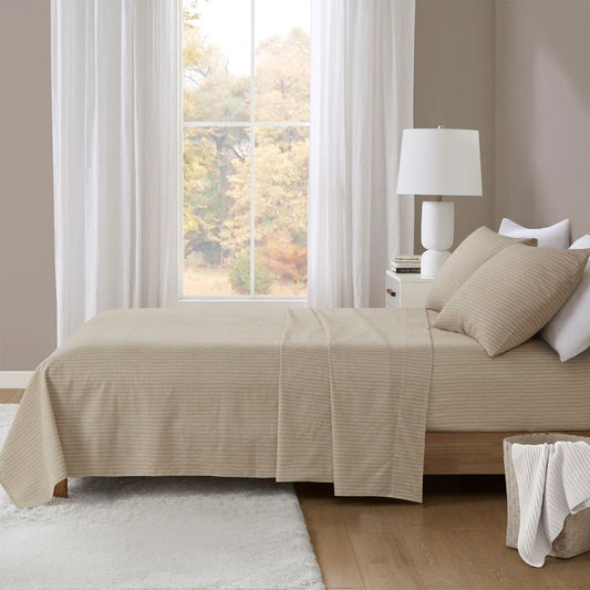 Oversized Cotton Flannel - 4 Piece Sheet Set - Beige Beautyrest