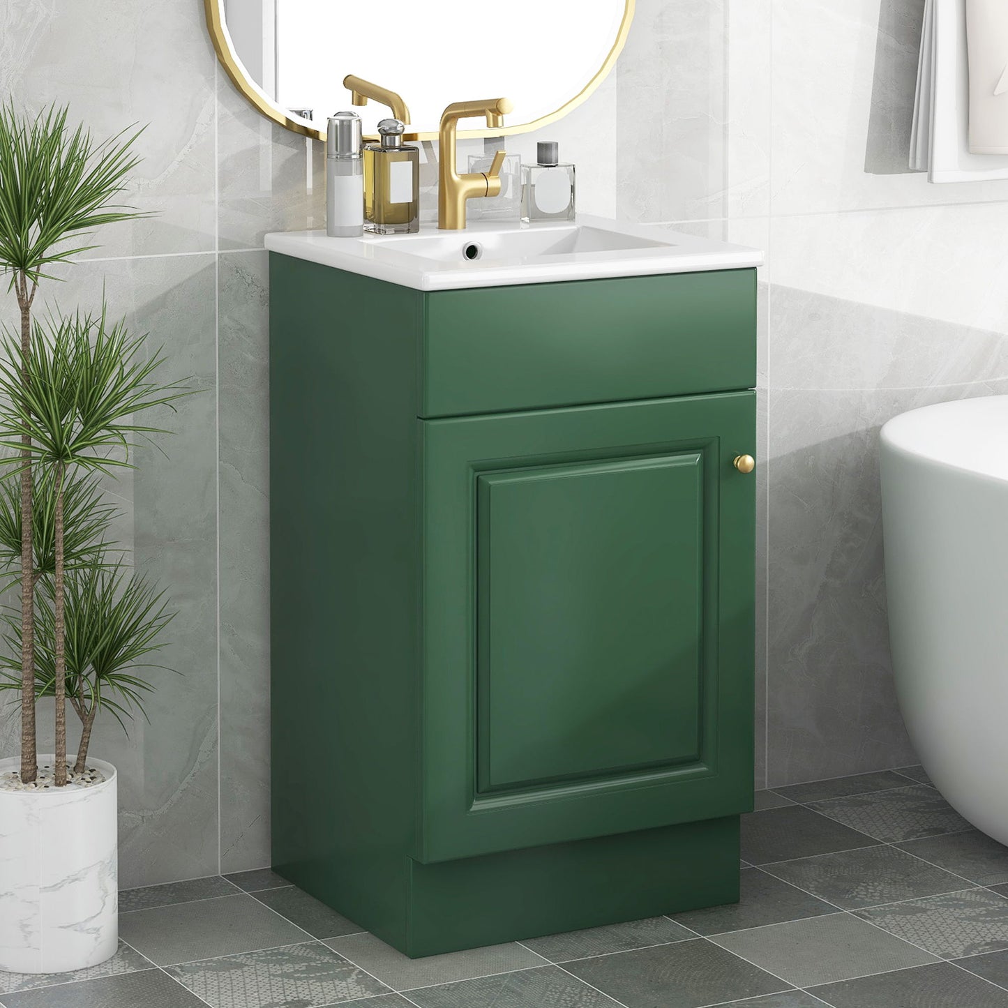 Bathroom Vanity With Sink, Cabinet With Adjustable Shelf Noble House