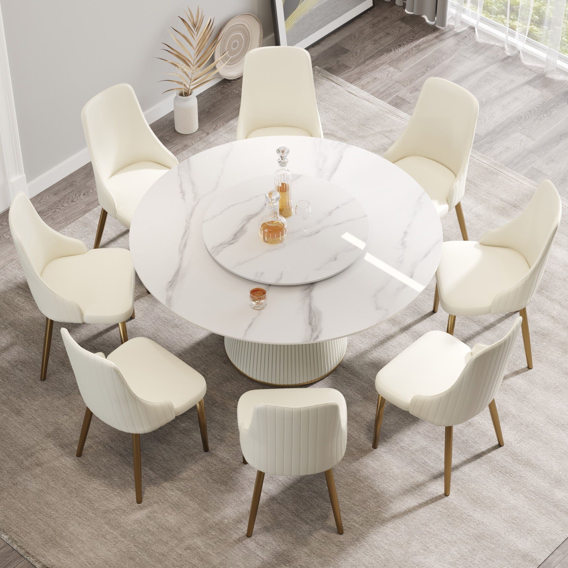 Modern, Round Black Carbon Steel Base Dining Table, Can Accommodate 6 People Home Essentials