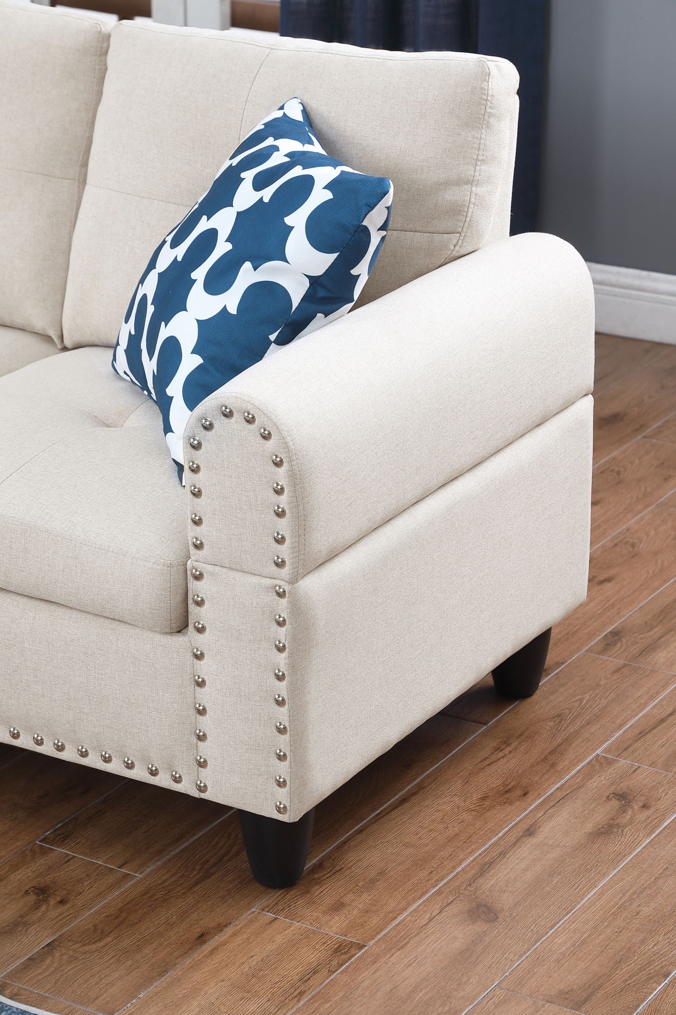 Alger - Wide Left Hand Facing Sofa & Chaise With Ottoman - Beige Urban Retreats