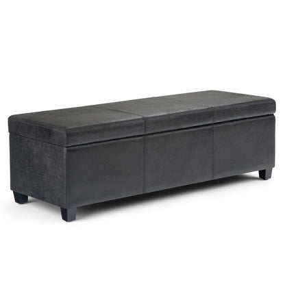 Avalon - Storage Ottoman Bench - Distressed Black Simpli-Home