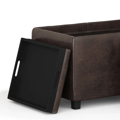 Avalon - Storage Ottoman - Distressed Brown Simpli-Home