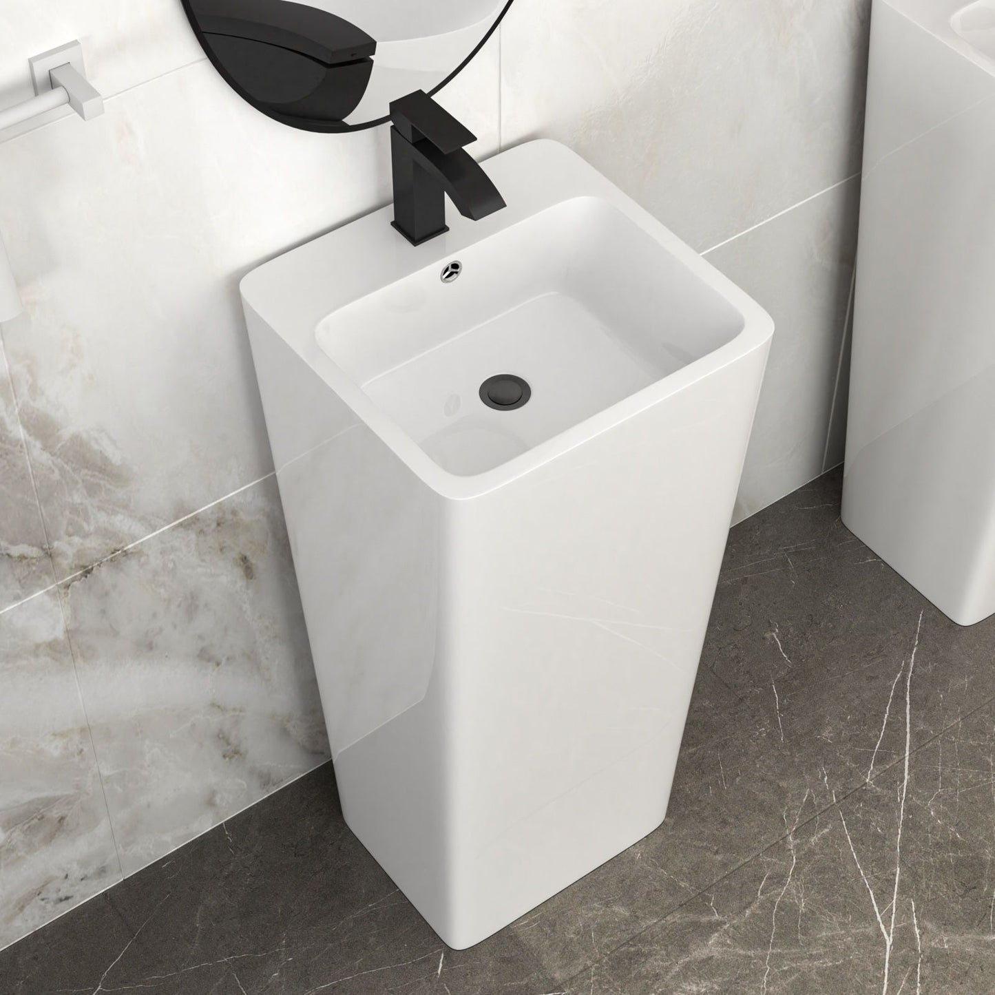 Pedestal Sink 16" For Powder Rooms - White Daily Nest