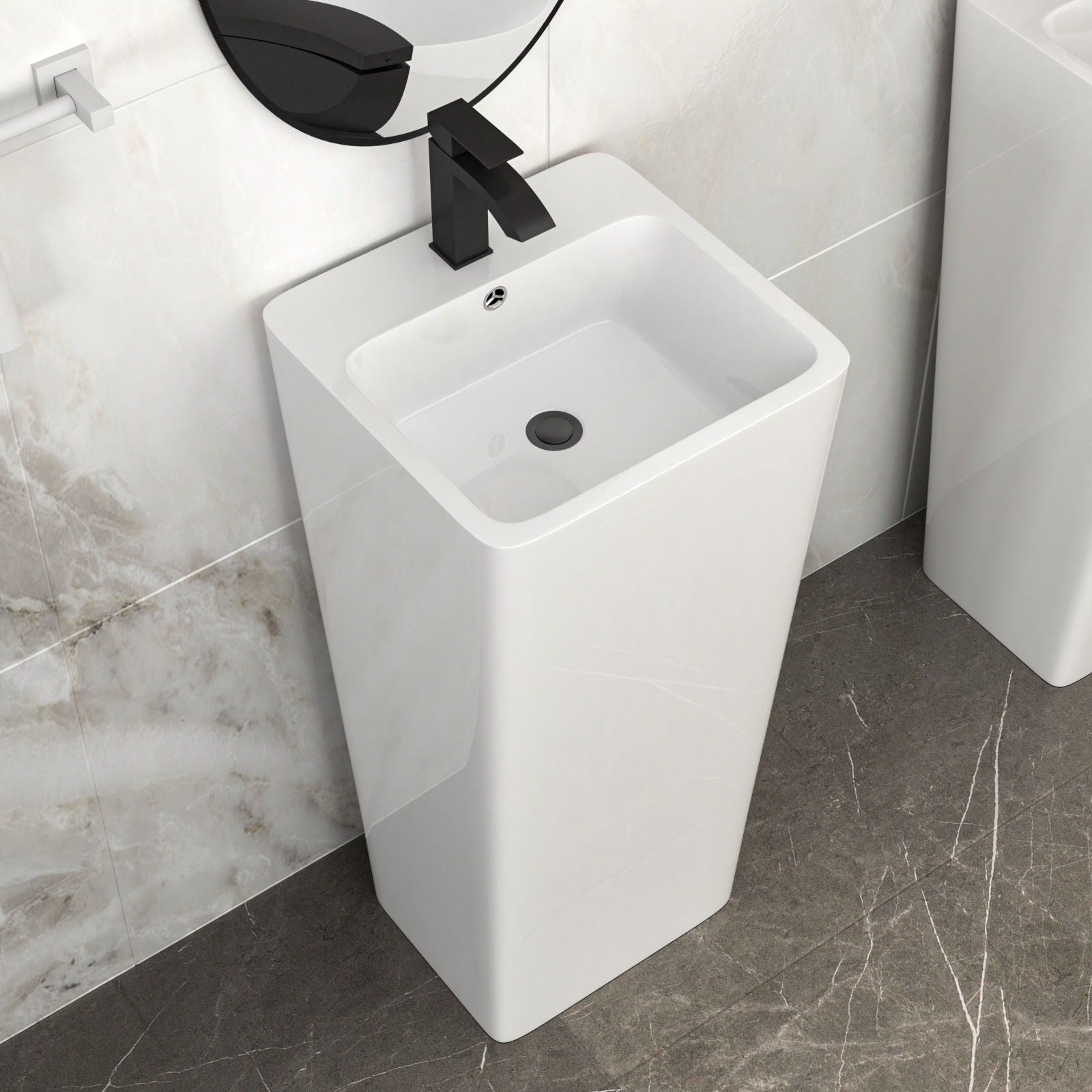 Pedestal Sink 16" For Powder Rooms - White Daily Nest