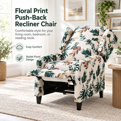 Wingback Recliner Chair With Padded Arms - Green Home Essentials
