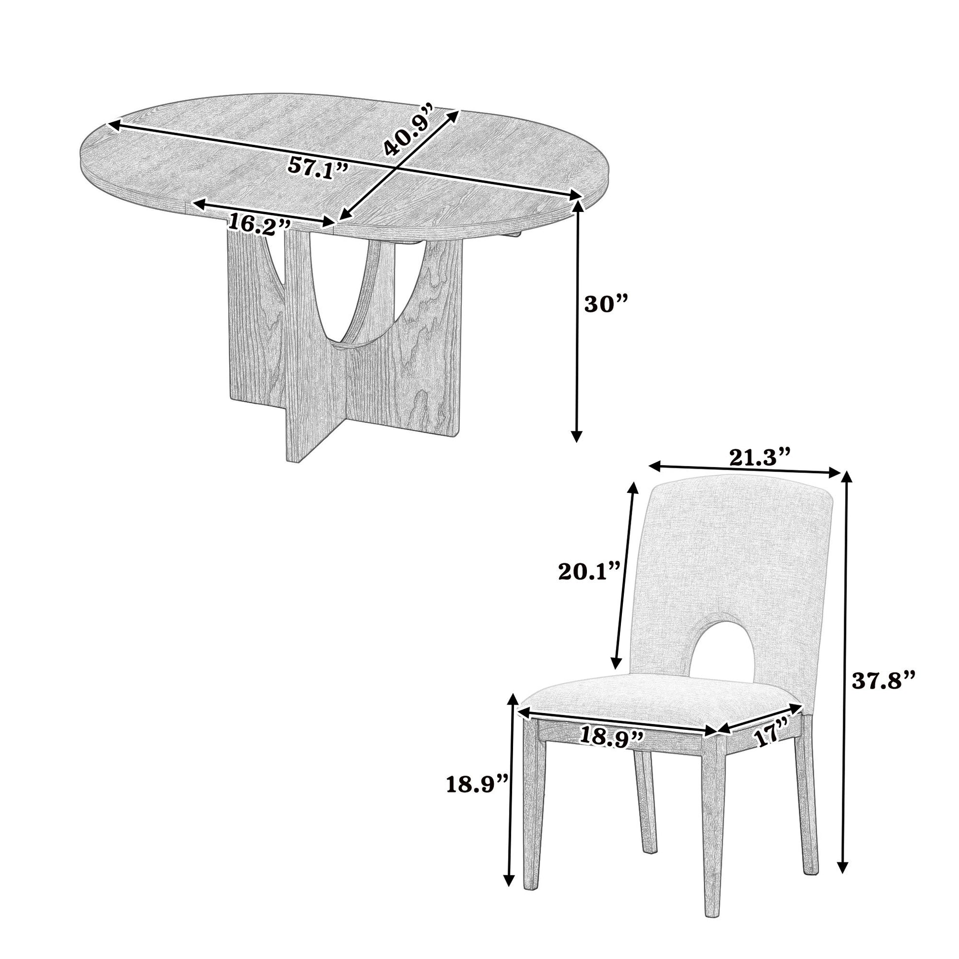 Topmax - 5 Piece Modern Extendable Round Dining Table Set With Removable Leaf For Small Places Hearth and Haven