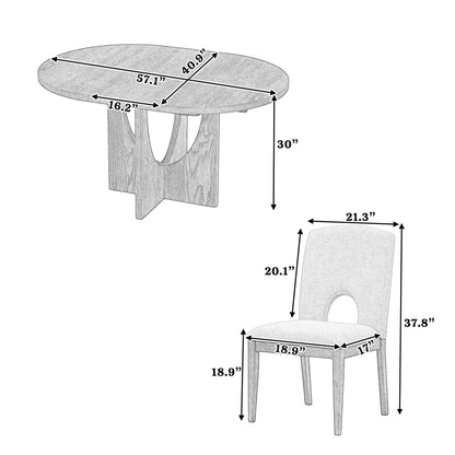 Topmax - 5 Piece Modern Extendable Round Dining Table Set With Removable Leaf For Small Places Hearth and Haven