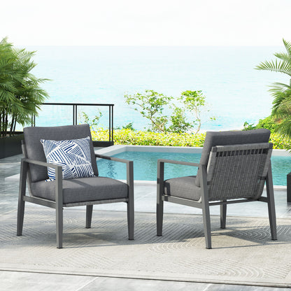Modern Lounge Chair With Rope Accents And Cushions Noble House