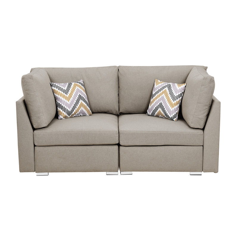 Amira - Fabric Loveseat Couch With Pillows