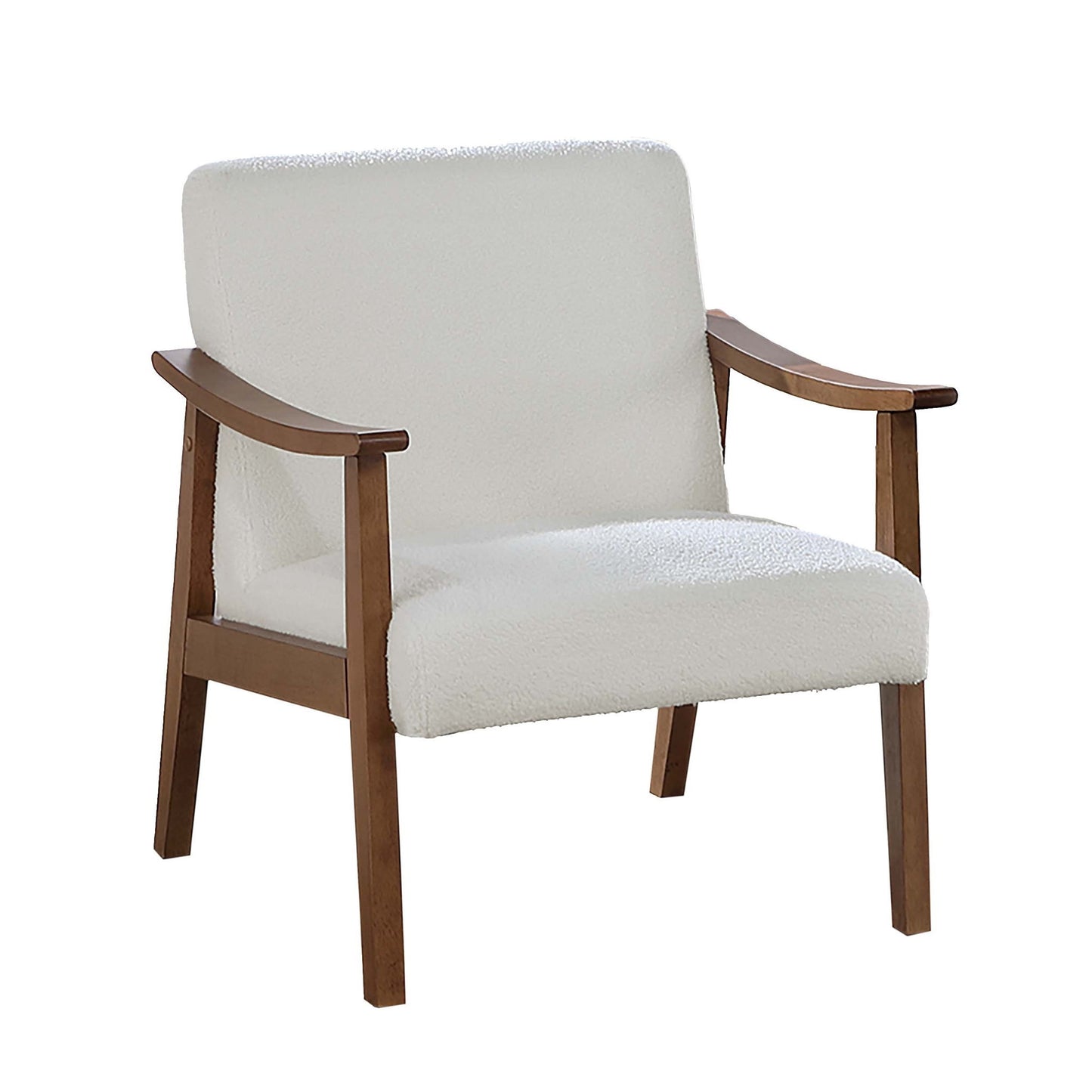 Upholstered Accent Chair With Frame Low Profile Seating For Living Room - White Home Essentials