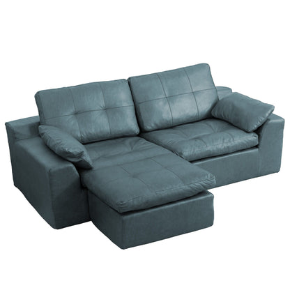 L - Shaped Modular 2 Seater Sofa With Movable Ottoman And High Density Sponge Cushions For Living Room Home Essentials