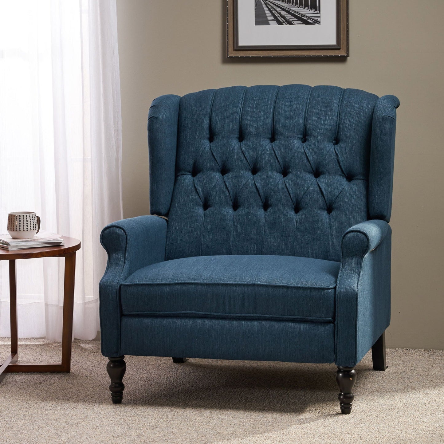 Dunham - Contemporary Fabric Tufted Oversized Pushback Recliner Noble House