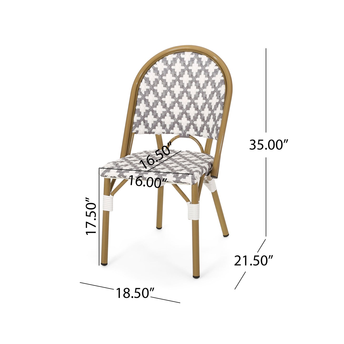Chic French Bistro Chair With Durable Rattan And Aluminum Frame Noble House