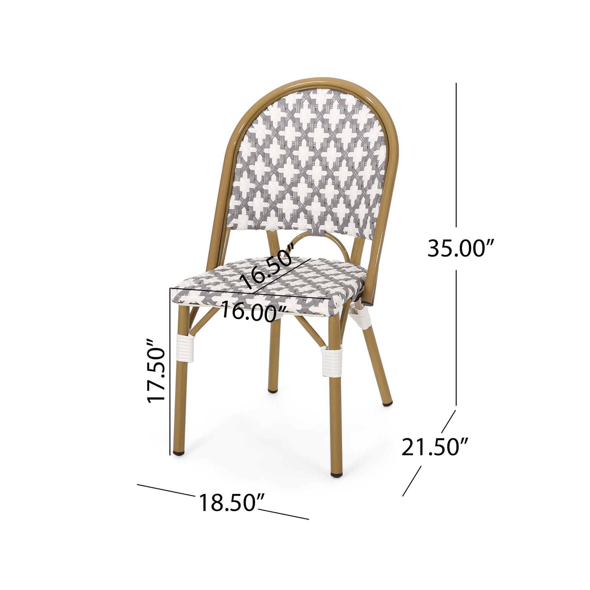 Chic French Bistro Chair With Durable Rattan And Aluminum Frame Noble House