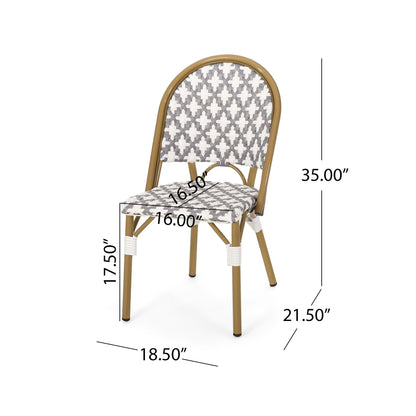 Chic French Bistro Chair With Durable Rattan And Aluminum Frame Noble House