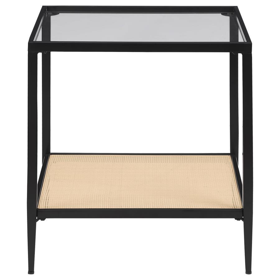 Amherst - Glass Top Metal with Cane Shelf Table Coaster Fine Furniture