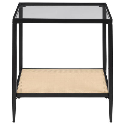 Amherst - Glass Top Metal with Cane Shelf Table Coaster Fine Furniture