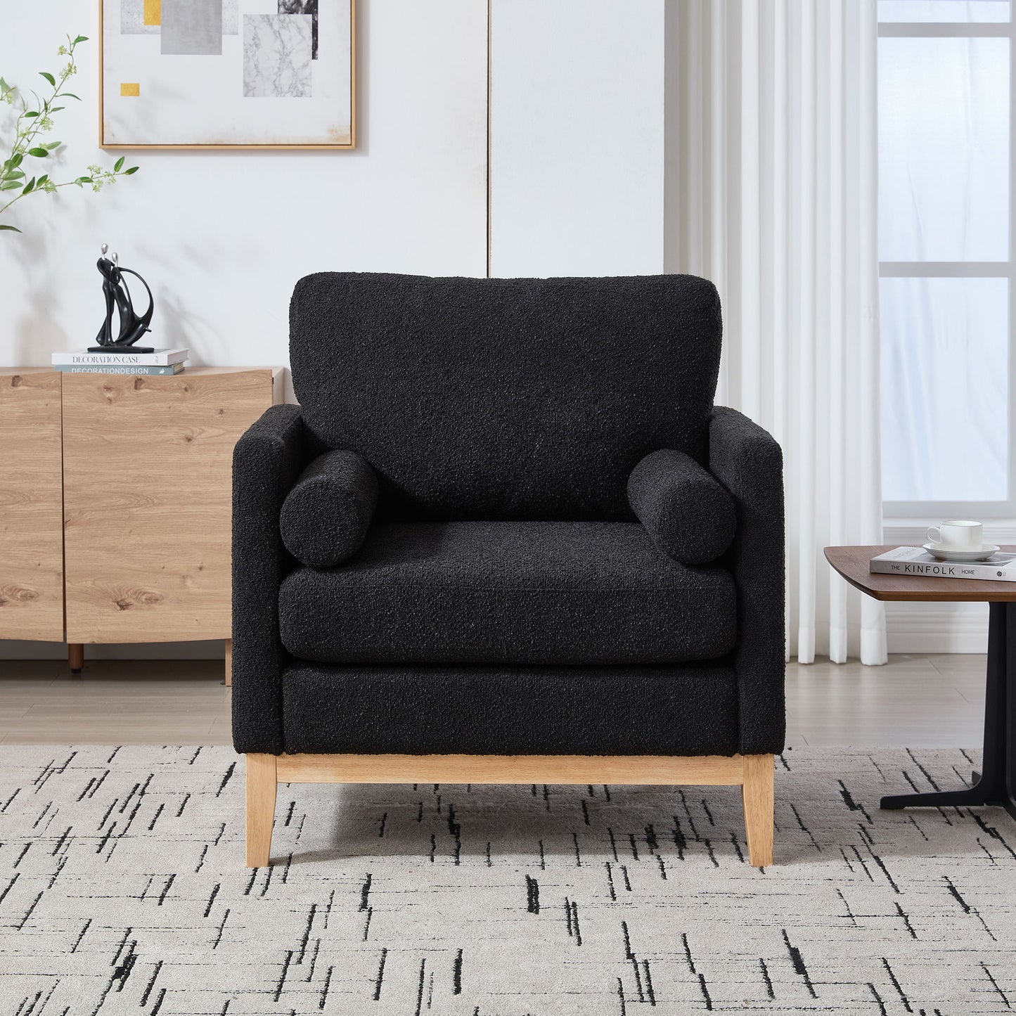 Wide Modern Performance Accent Chair With Natural Legs Home Essentials