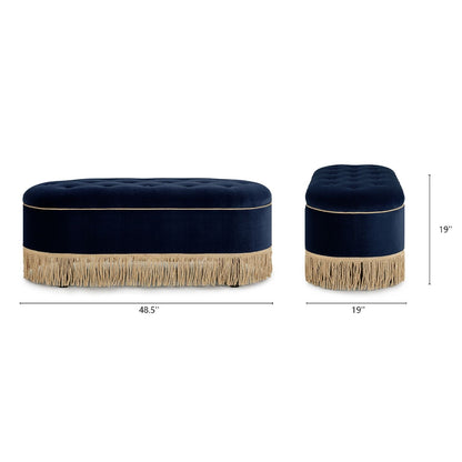 Melinda - Oval Tufted Bullion Fringe Storage Bench Jennifer Taylor Home