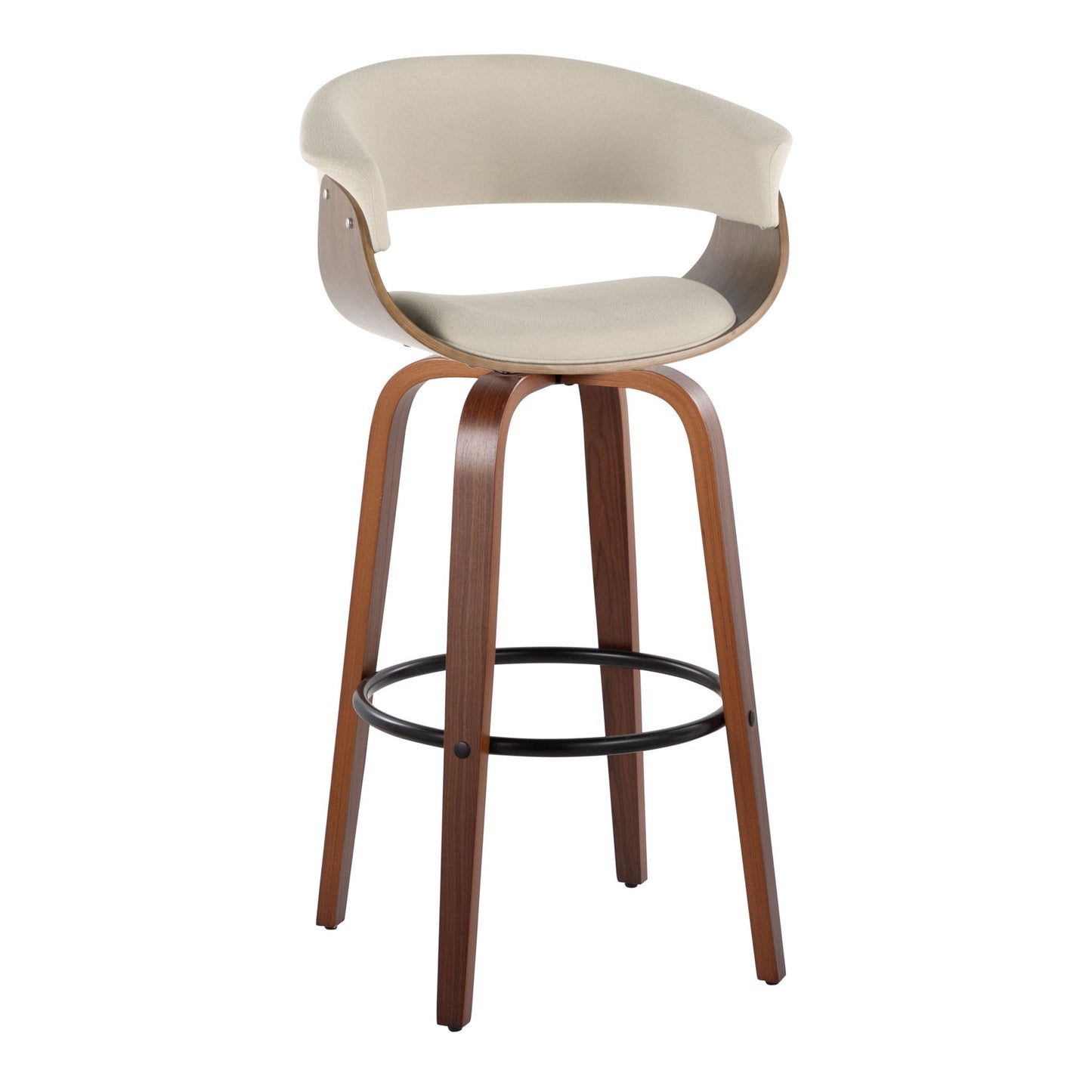 Vintage Mod - Mid Century Modern Fixed Height Barstool With Swivel & Round Footrest (Set of 2) Lumi Source