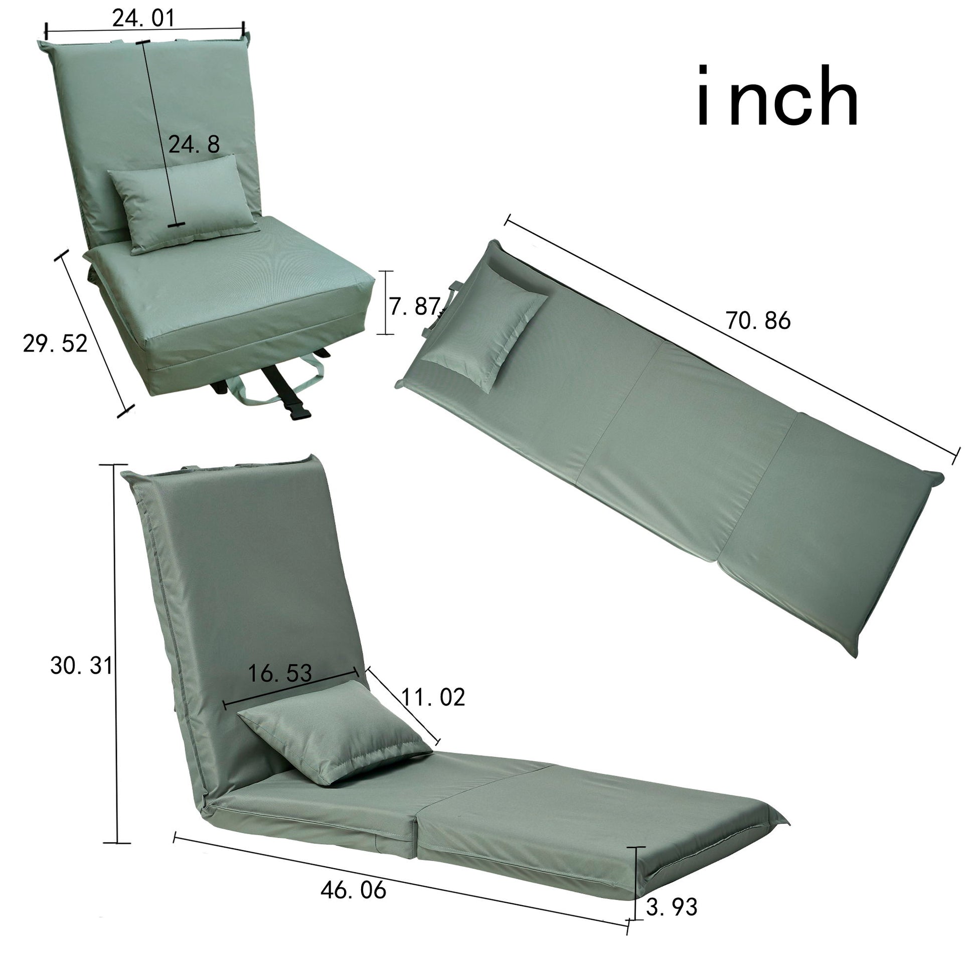 Foldable Portable Camping Chair With Carry Bag 14 Position Adjustable Recliner For Adults Cotton & Metal Frame For Outdoor Travel, Picnic, Or BBQ - Light Green Home Essentials