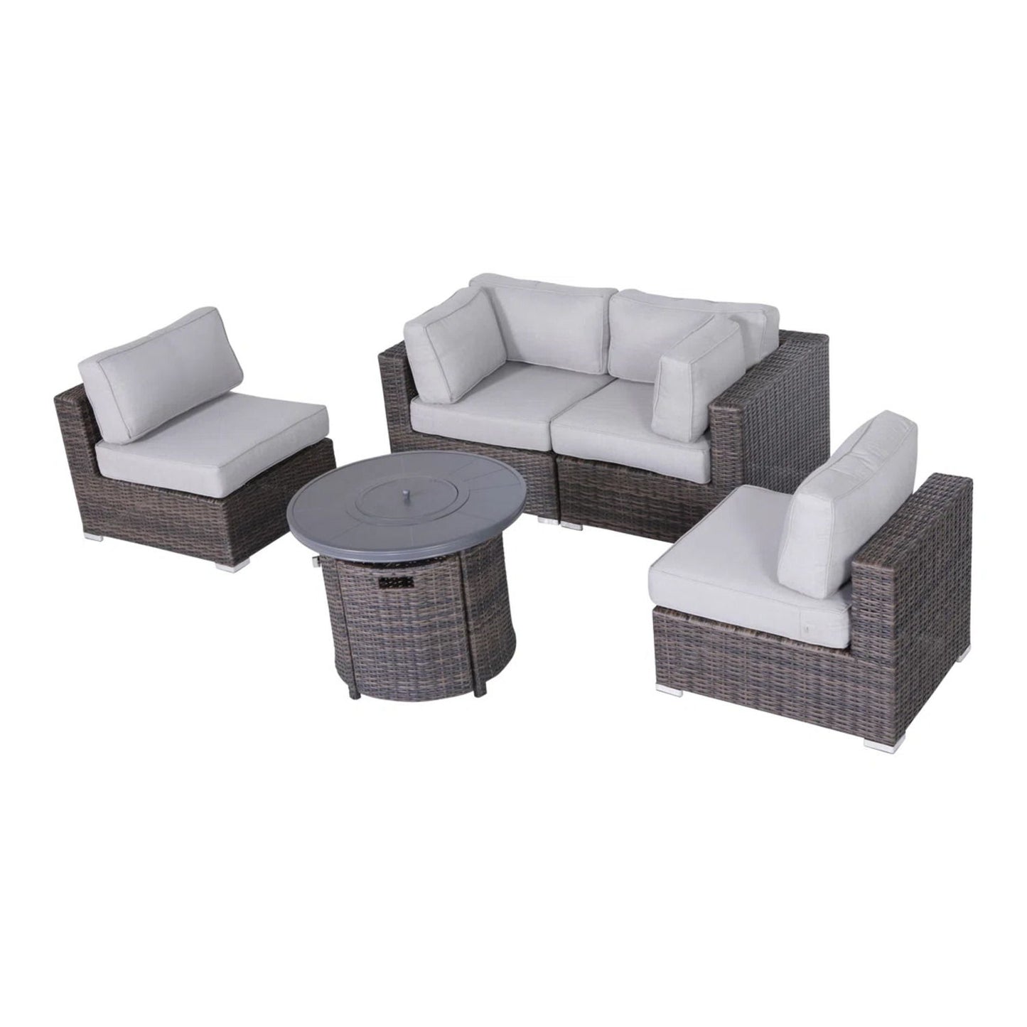 Wicker Outdoor Lounge Set With Cushions And Fire Pit LSI Patio Furniture