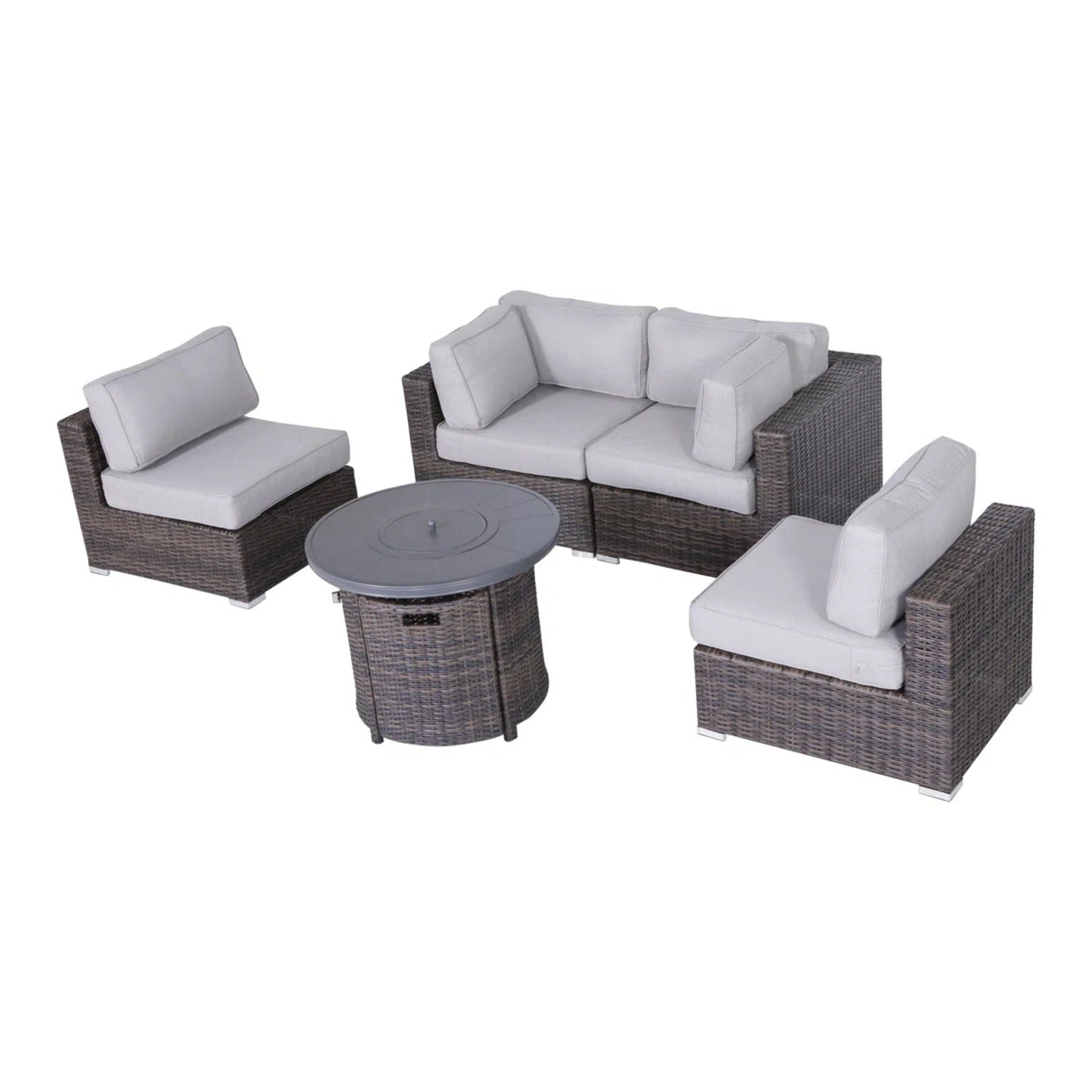 Wicker Outdoor Lounge Set With Cushions And Fire Pit LSI Patio Furniture