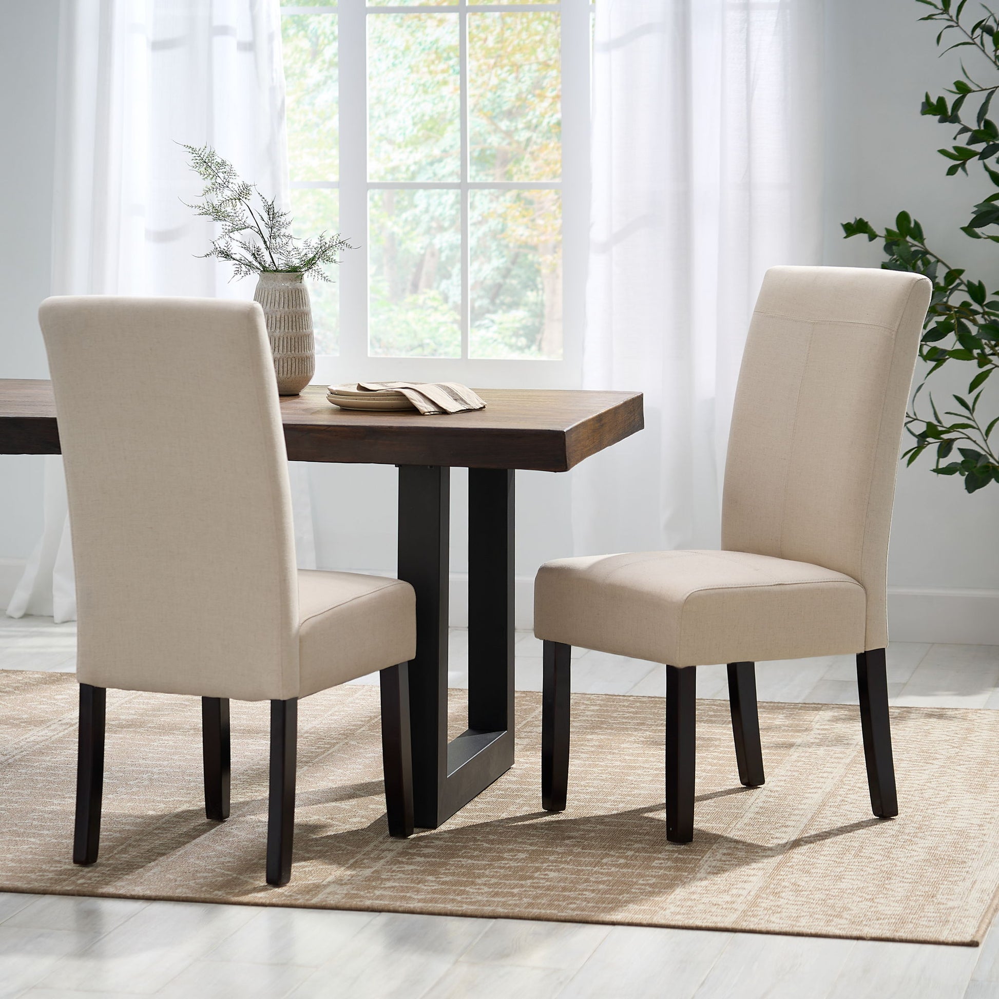 Pertica - Dining Chair Contemporary Design Wood Fabric - Natural Noble House