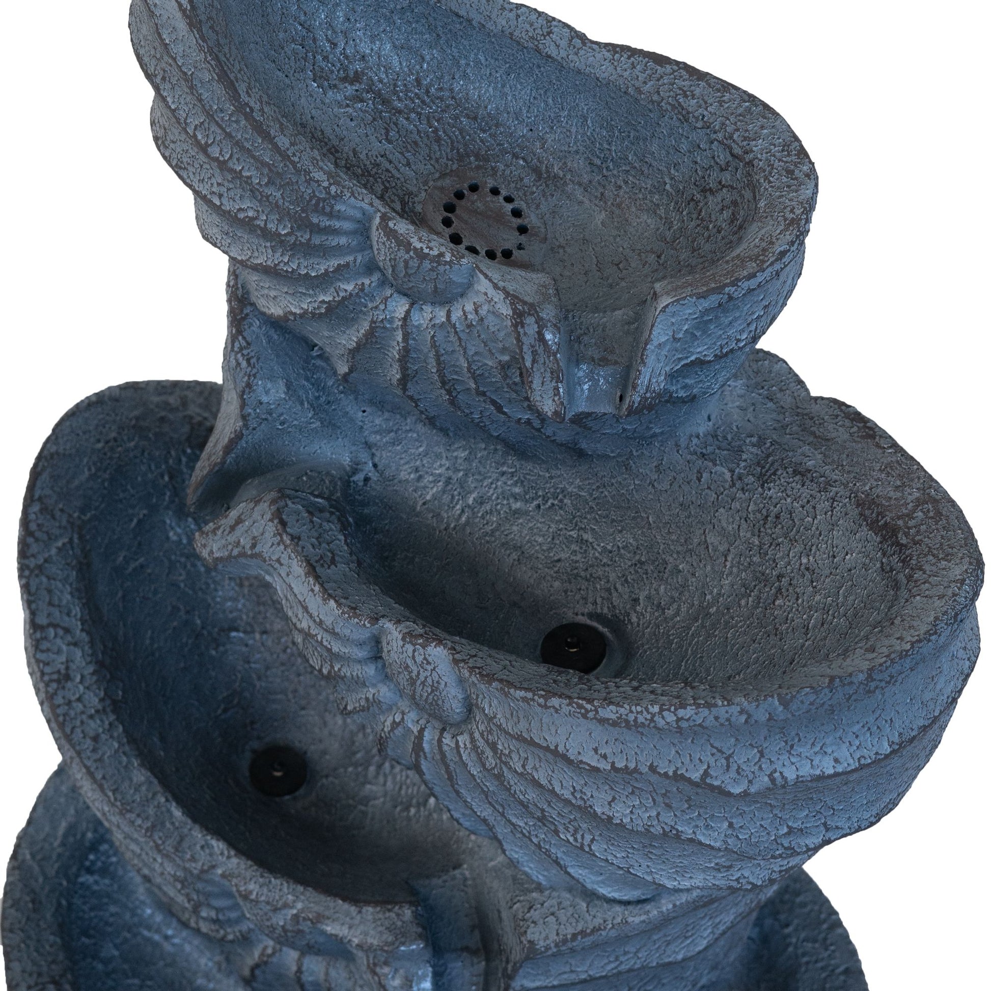 Decorative 4 Tier Nautilus Shell Water Fountain With Light For Indoor Outdoor - Blue Daily Nest