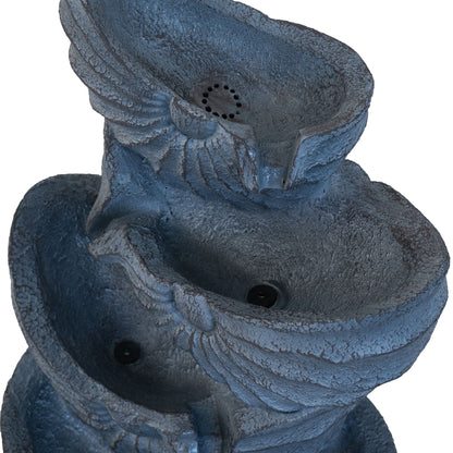 Decorative 4 Tier Nautilus Shell Water Fountain With Light For Indoor Outdoor - Blue Daily Nest