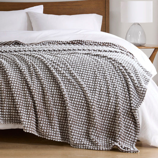 Carved Plush - Blanket - Brown