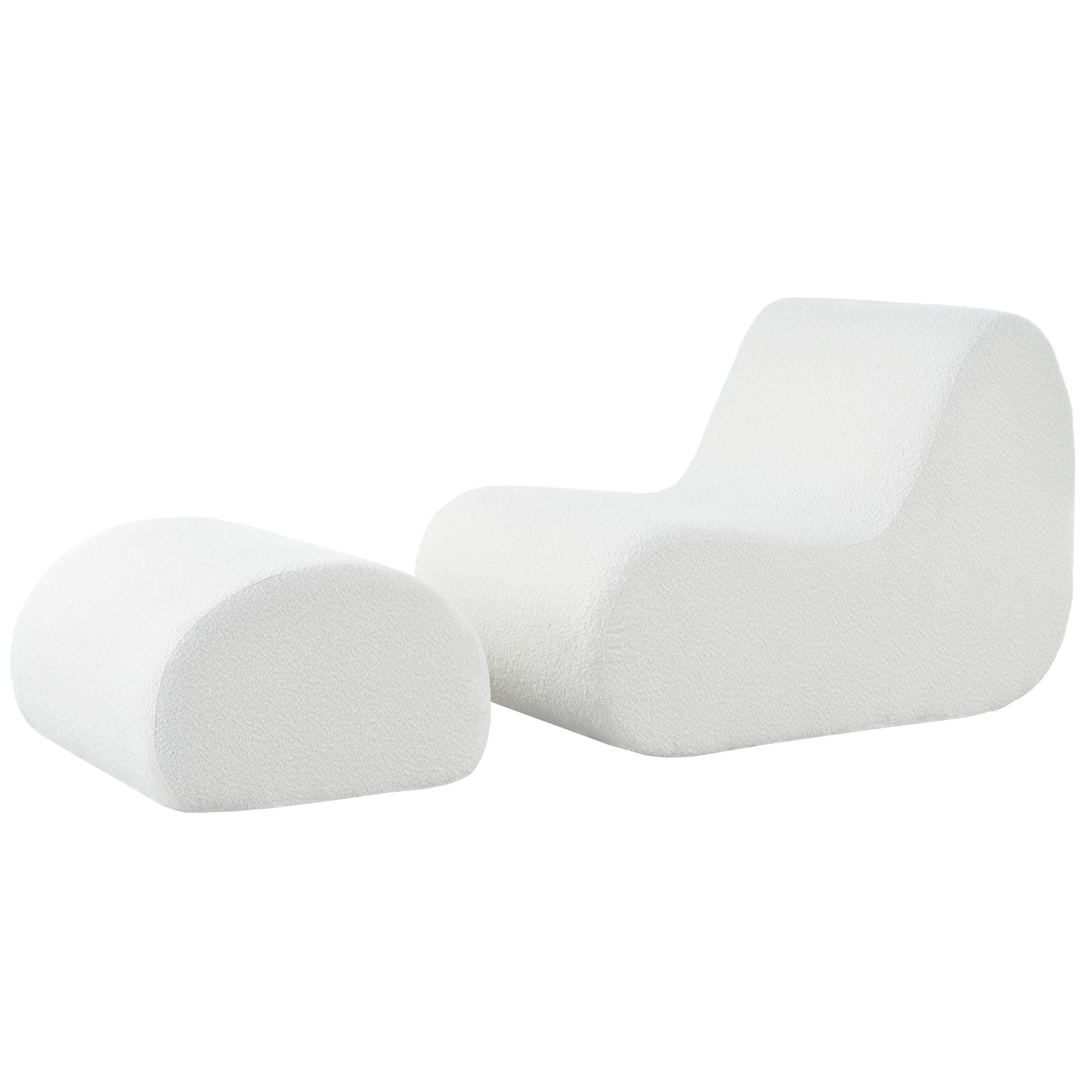 Curved Lounge Chair With Ottoman And High Resilience Foam Noble House