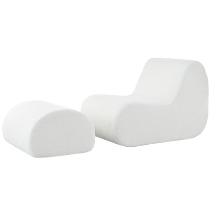 Curved Lounge Chair With Ottoman And High Resilience Foam Noble House