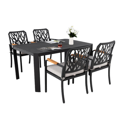 Outdoor Patio Furniture Dining Set With Sunbrella Fabric, Rectangular Table With Umbrella Hole Life Outside