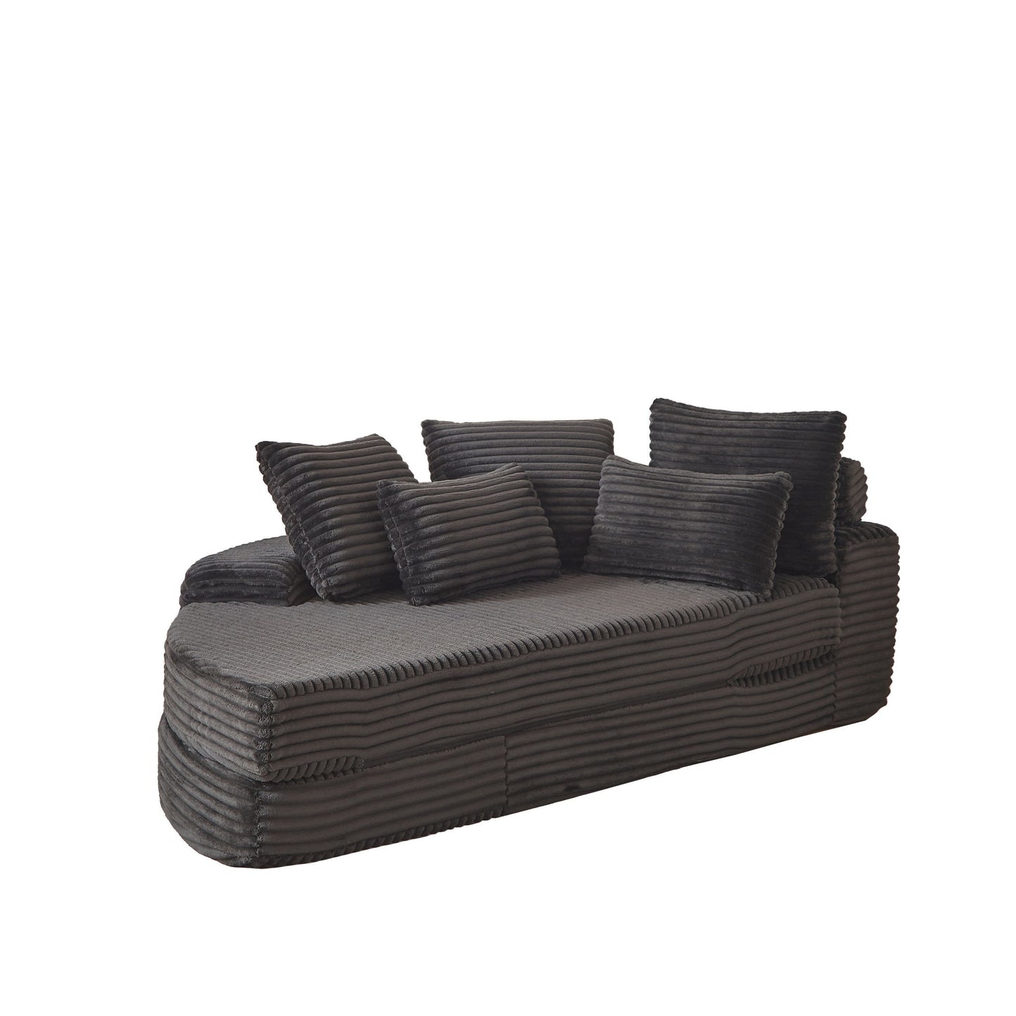 Semi Circular 2 In 1 Sofa Bed With Neck Pillow And Throw Pillows Home Essentials