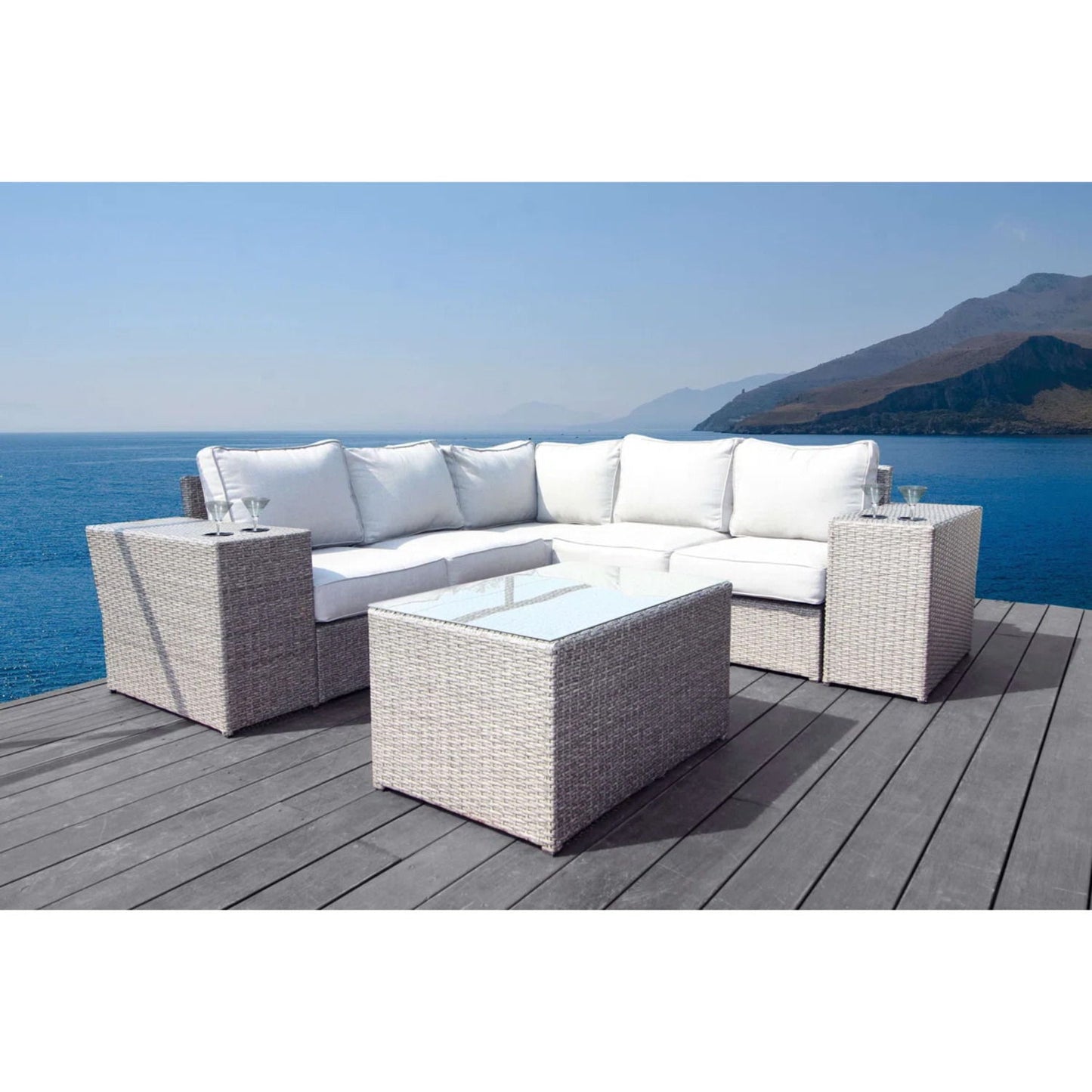 Outdoor Wicker Sectional With Weather Resistant Cushions And Table LSI Patio Furniture