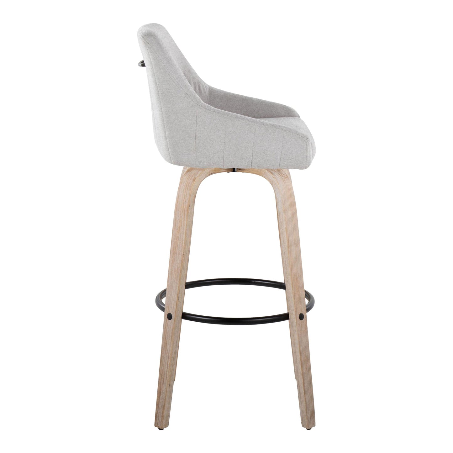 Hannah - Transitional Fixed Height Barstool With Swivel With Round Footrest (Set of 2) Lumi Source