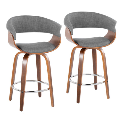 Vintage Mod - Mid Century Modern Fixed Height Counter Stool With Swivel With Round Footrest (Set of 2) Lumi Source